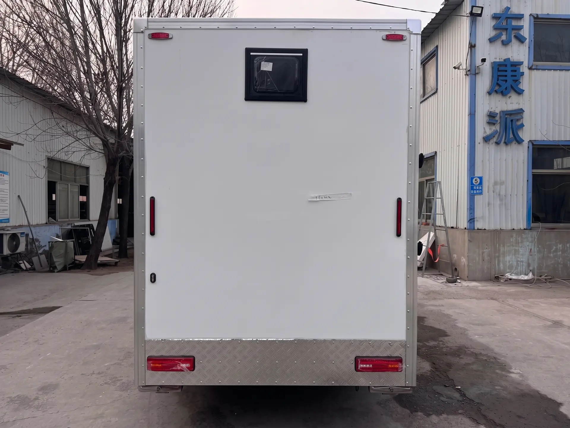 Luxury Loos restroom trailer rental in Tulsa, Oklahoma — exterior rear view